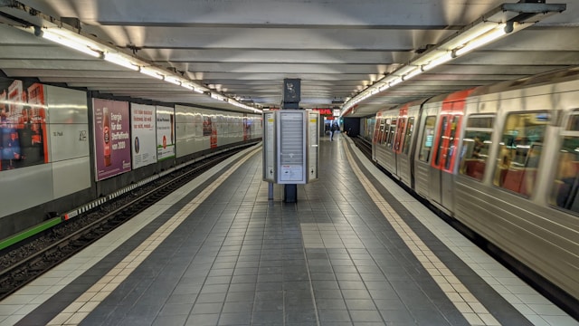 Print advertising posts in a train station